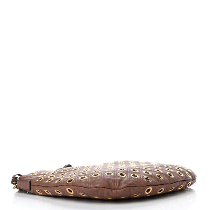 Marc Jacobs Goatskin Quilted Grommet Large Nomad Hobo Brown 3 of 4