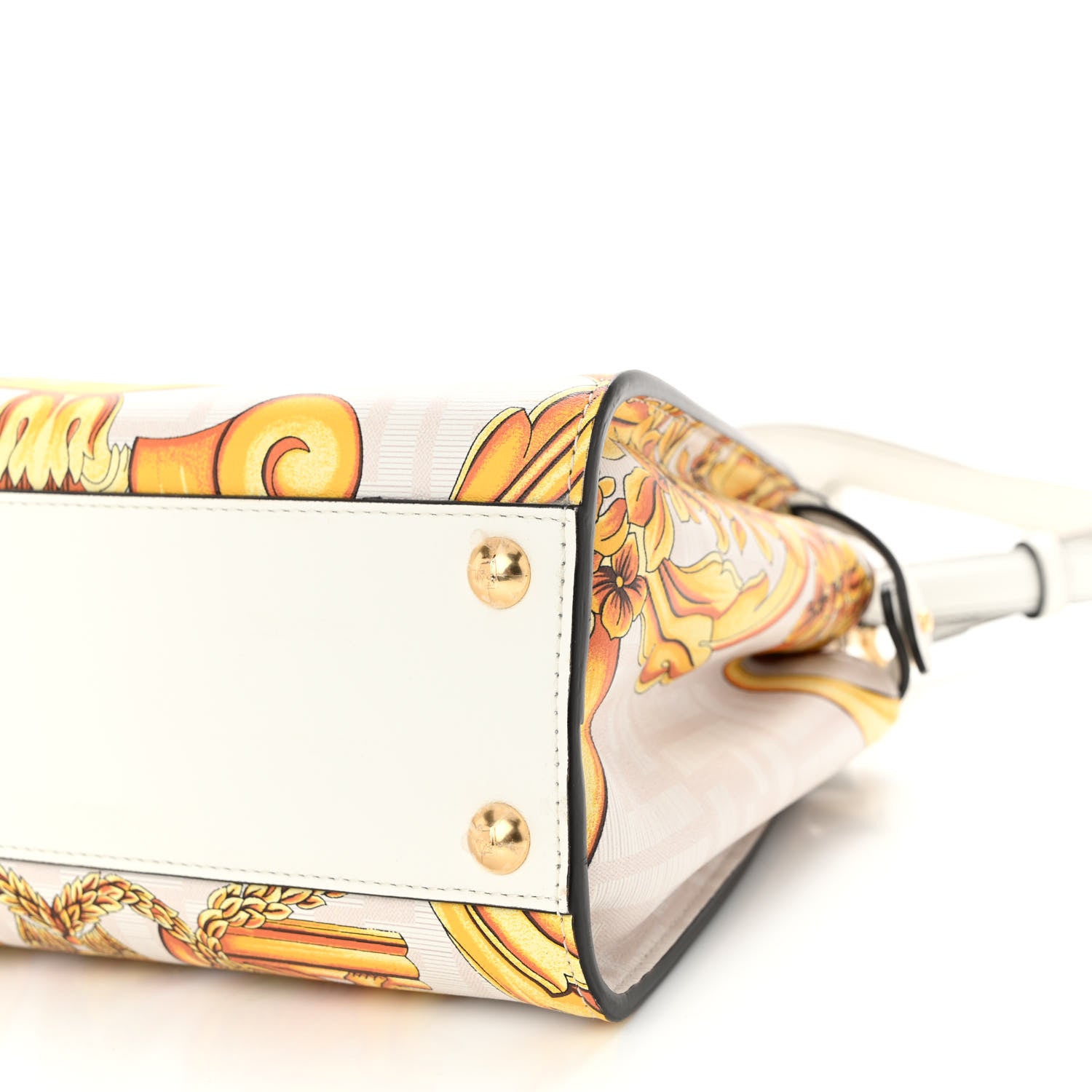 Fendi X VERSACE Vitello Seta Nappa Fendace FF Baroque Mini Peekaboo Iconic Satchel White Ice Gold 9 of 9