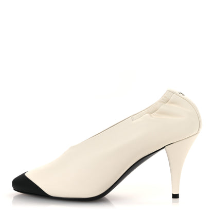 Chanel Lambskin Pumps 36.5 Ivory Black 1 of 11