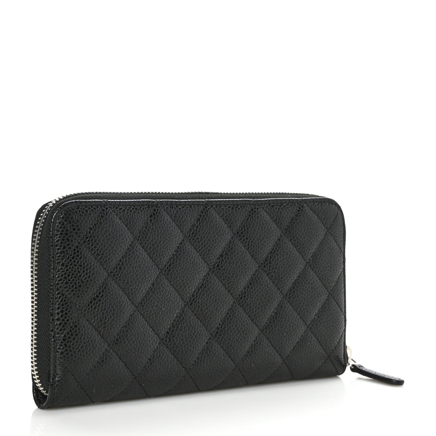 Caviar Quilted Large Gusset Zip Around Wallet Black