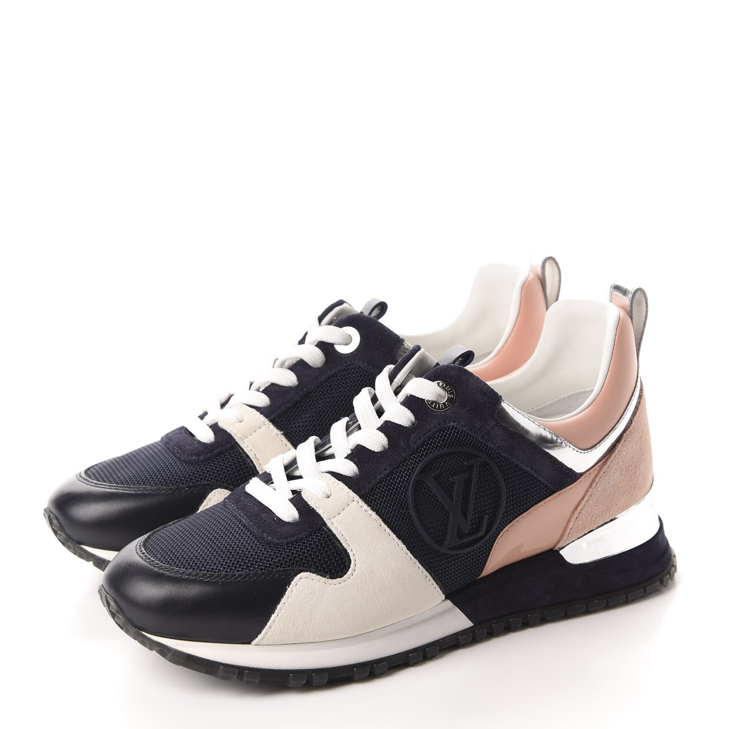 Louis Vuitton Suede Calfskin Run Away Sneakers 36 Blue Pink White 3 of 10