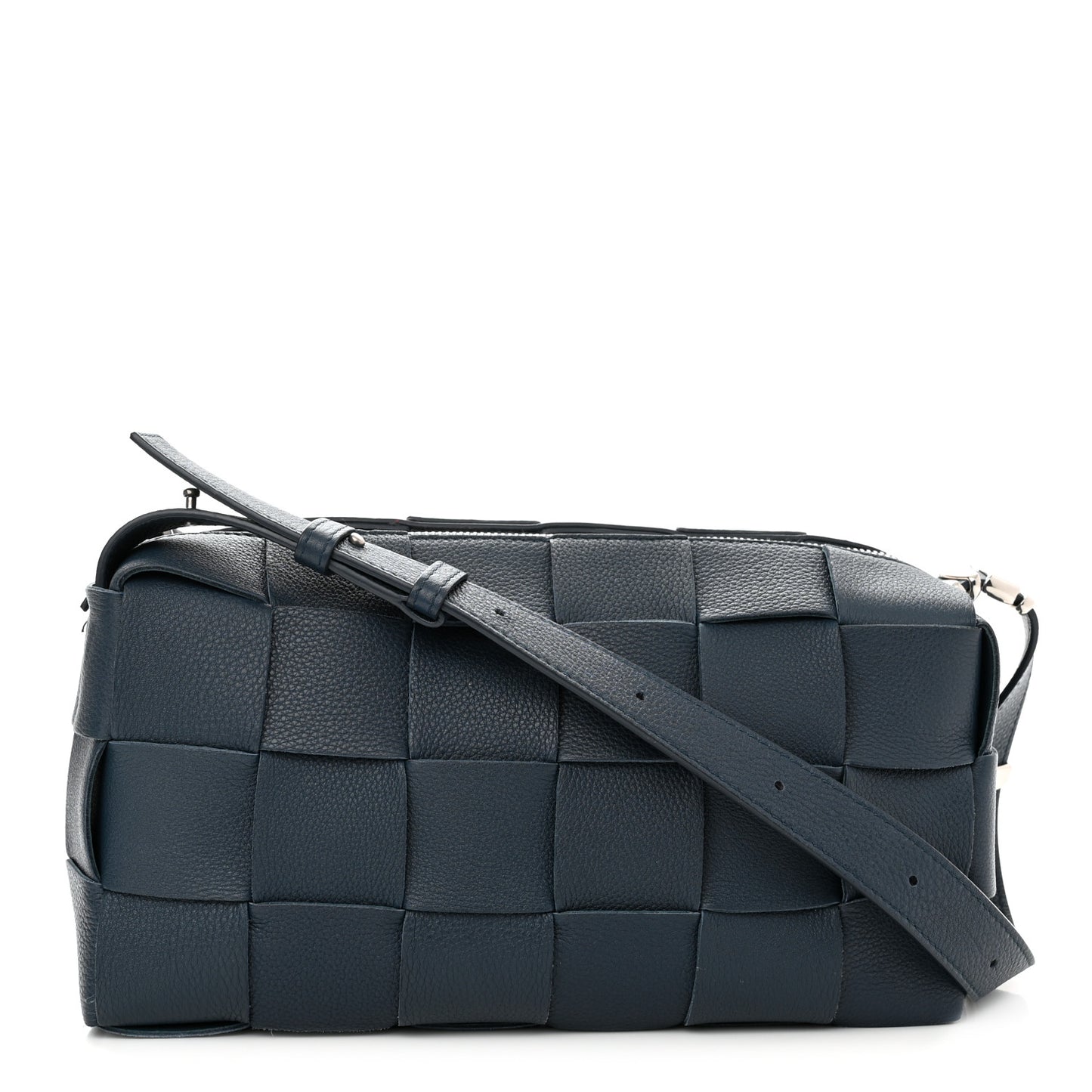 Grained Calfskin Maxi Intrecciato Brick Cassette Bag Deep Blue