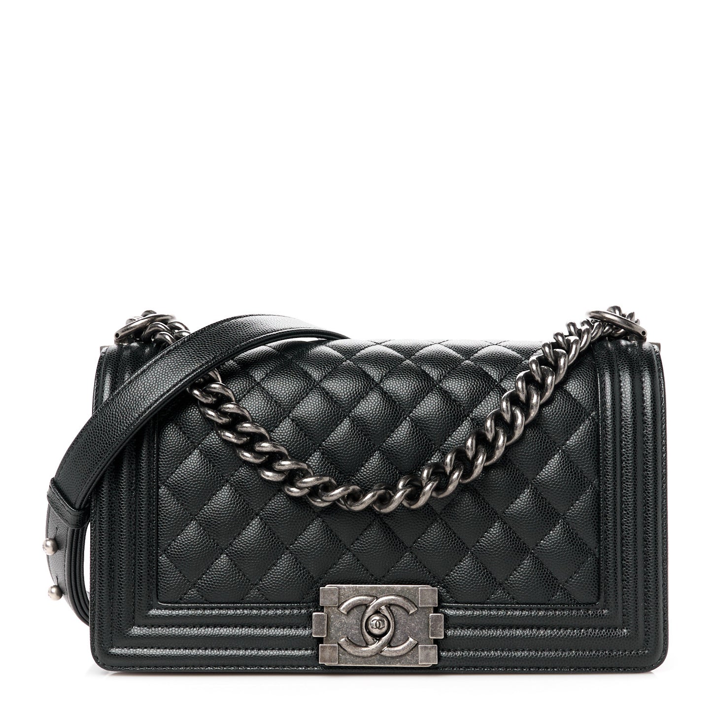 Caviar Quilted Medium Boy Flap Black