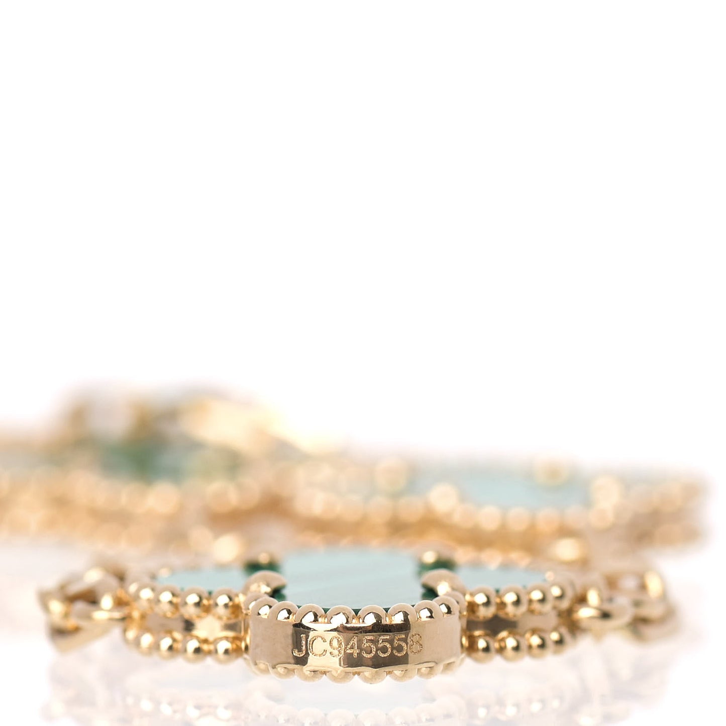 18K Yellow Gold Malachite 5 Motifs Vintage Alhambra Bracelet