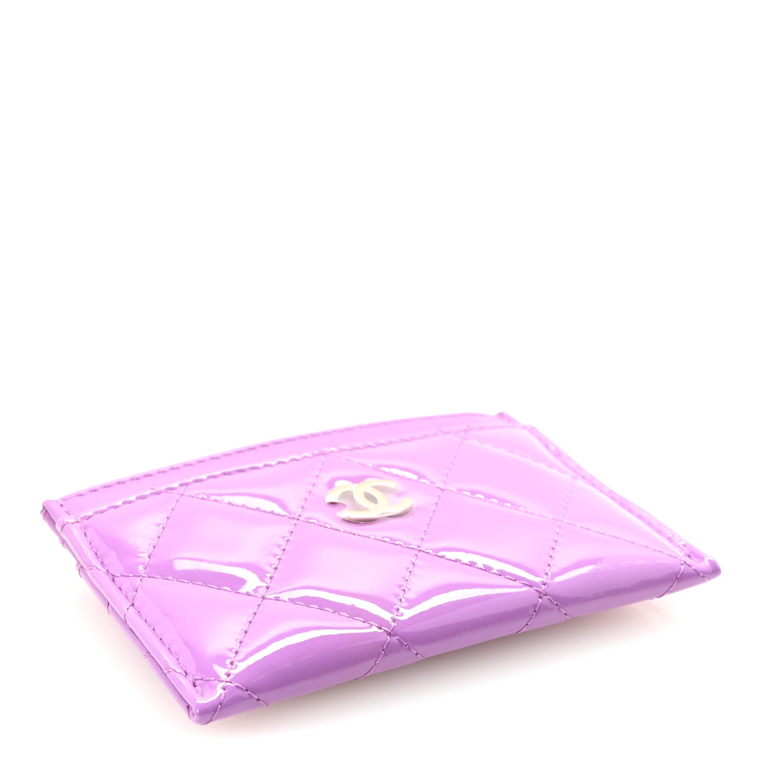 Chanel Patent Quilted Card Holder Purple 4 of 9