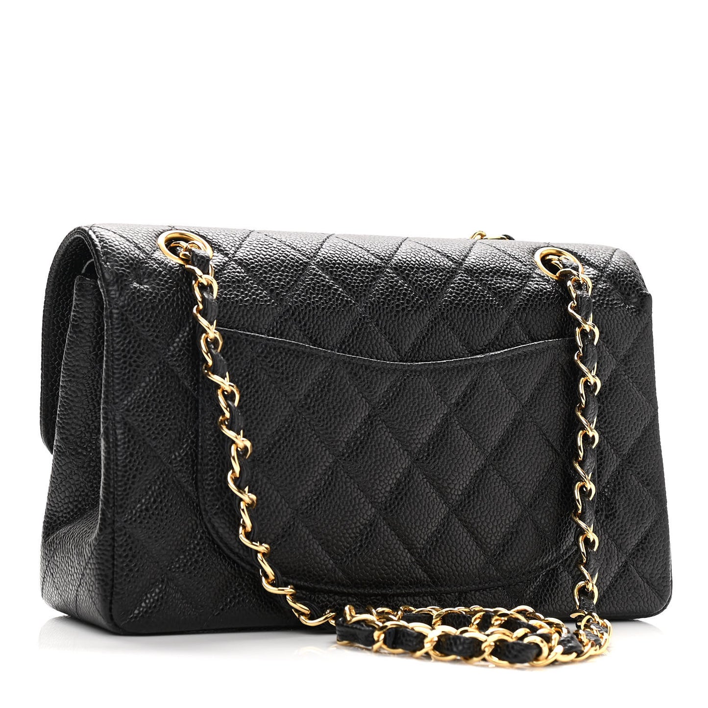 Caviar Quilted Small Double Flap Black