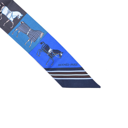 Hermes Silk Couvertures Nouvelles Twilly Marine Noisette Ciel 4 of 4
