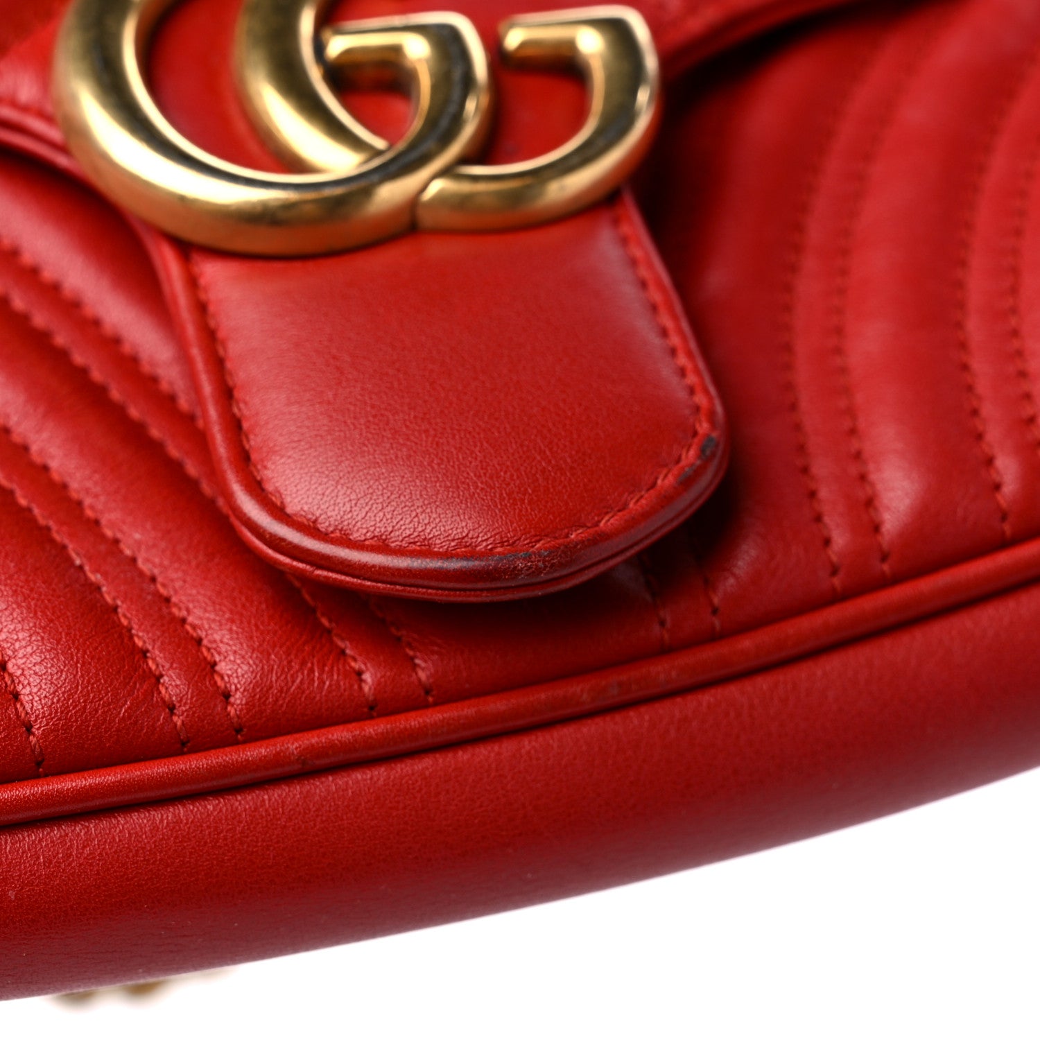Gucci Calfskin Matelasse Small GG Marmont Shoulder Bag Hibiscus Red 18 of 21