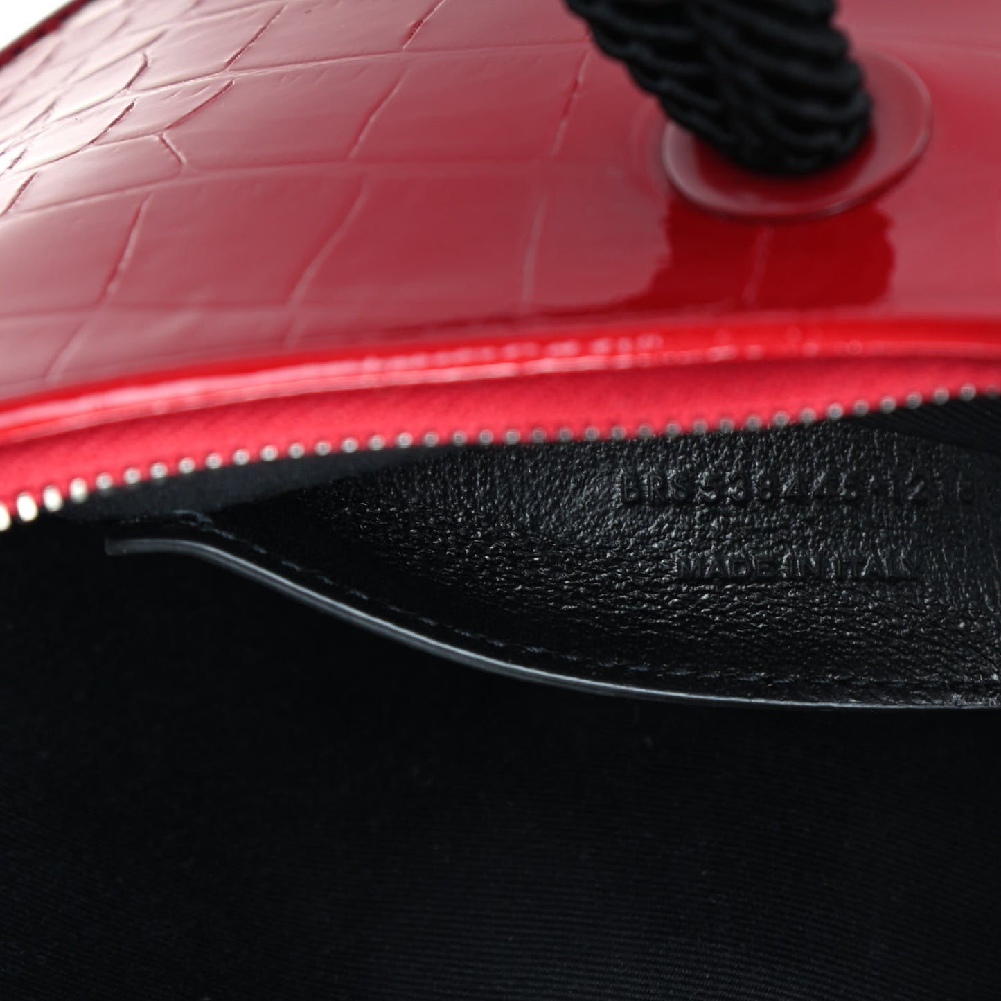 Patent Crocodile Embossed Sac Coeur Heart Shaped Clutch Red