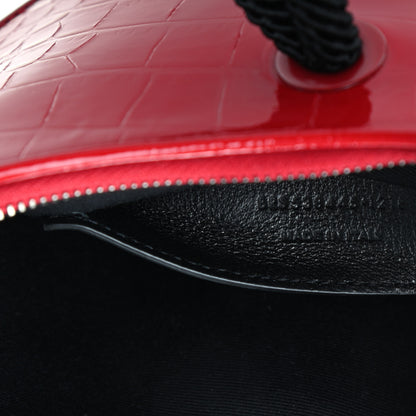 Saint Laurent Patent Crocodile Embossed Sac Coeur Heart Shaped Clutch Red 7 of 7