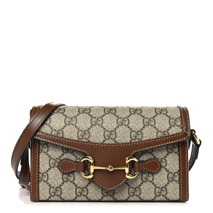 Gucci GG Supreme Monogram Mini Horsebit 1955 Shoulder Bag Beige Brown Sugar 1 of 9