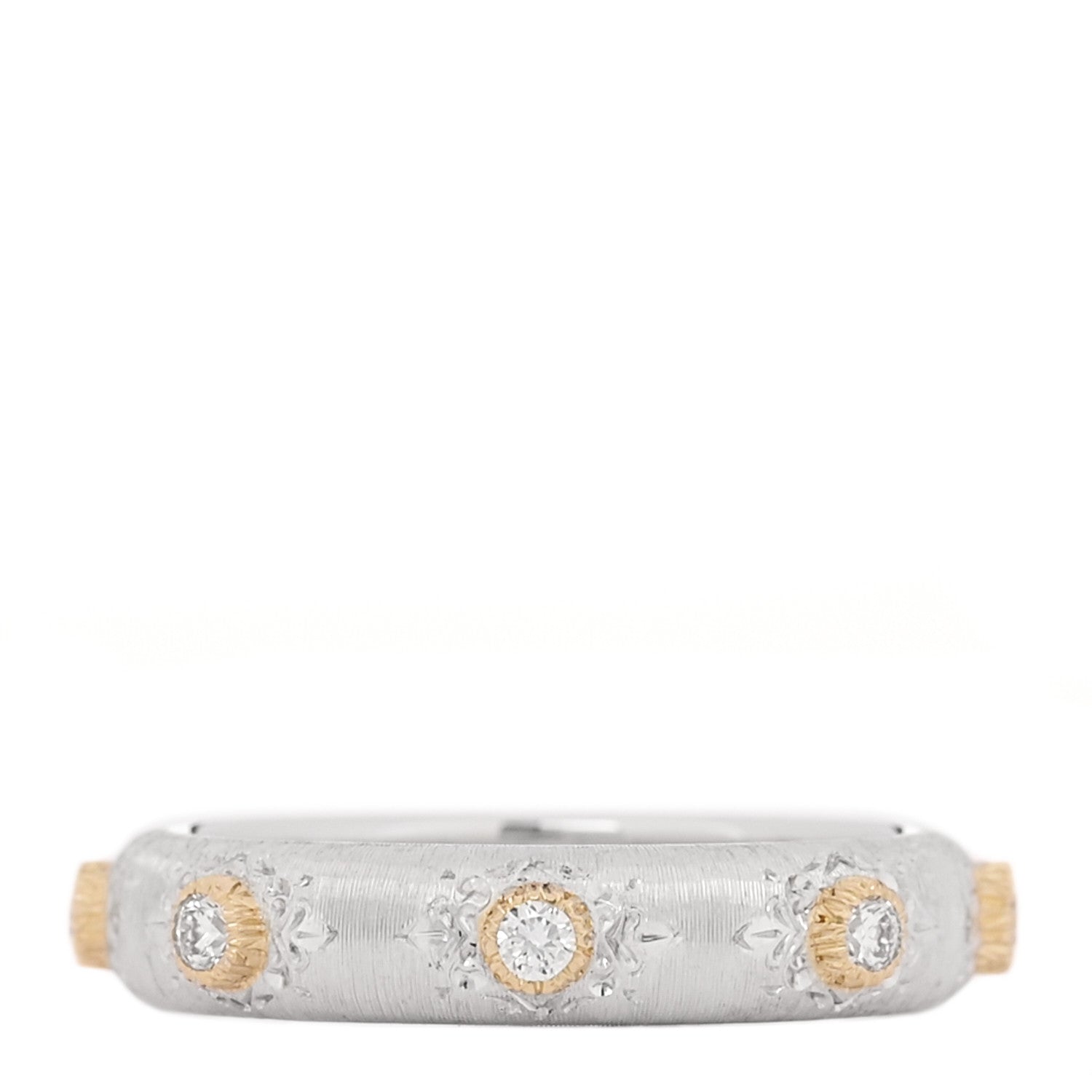 Buccellati 18K White Yellow Gold Diamond Macri Positano Eternelle Ring 51 5.75 1 of 5