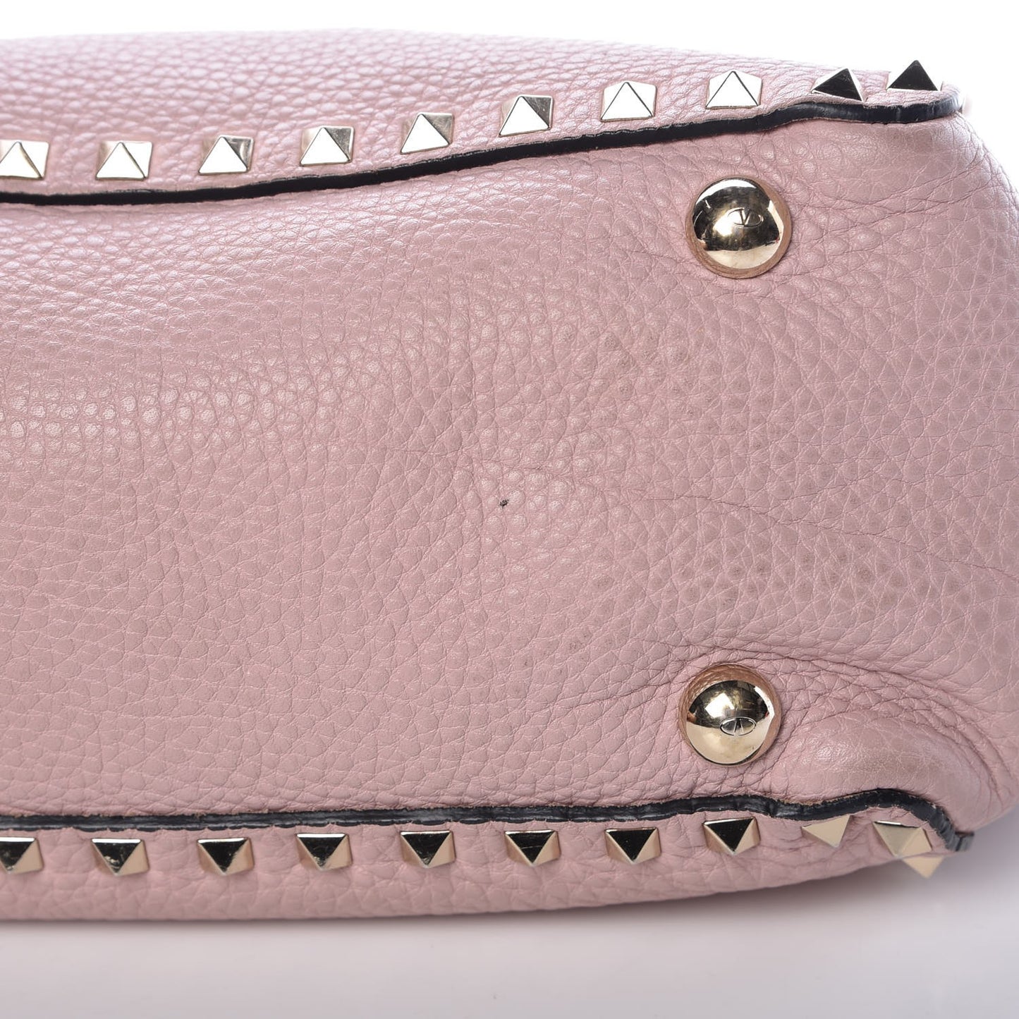 Grained Calfskin Small Rockstud Tote Water Rose