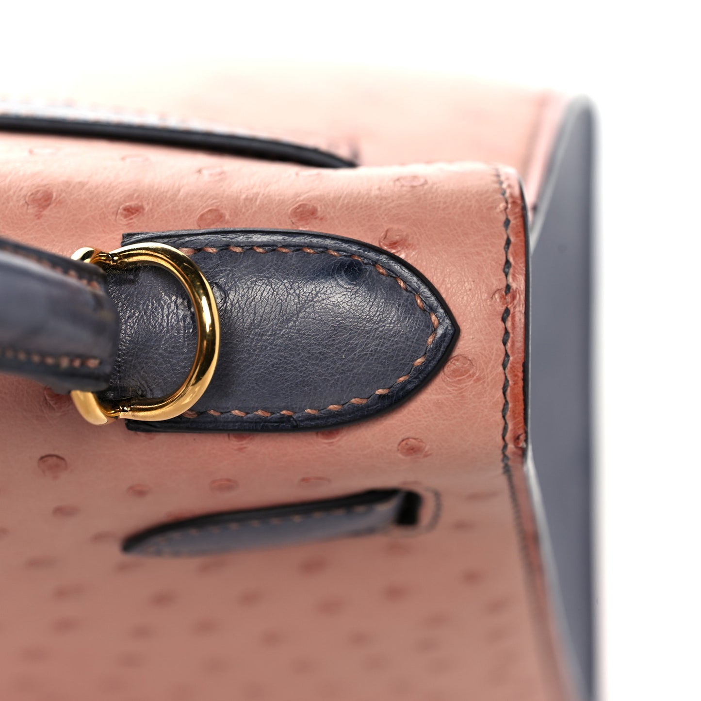 Ostrich Horseshoe Kelly Sellier 28 Terre Cuite Gris Agate