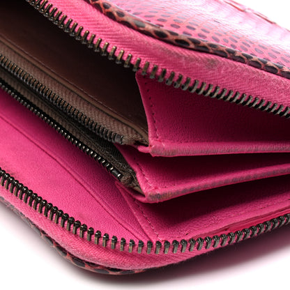 Bottega Veneta Snakeskin Intrecciato Zip Around Wallet Pink 5 of 7