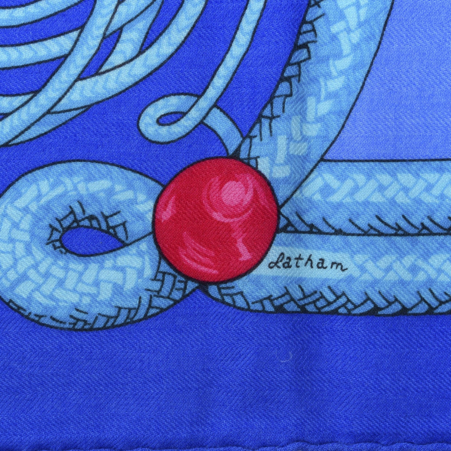 Hermes Cashmere Silk Brandebourgs Shawl 140 Bleu Turquoise 2 of 5