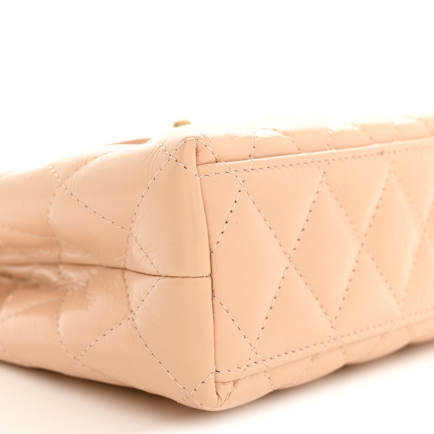 Chanel Shiny Aged Calfskin Quilted Nano Kelly Shopper Beige 9 of 11