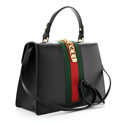 Gucci Calfskin Medium Sylvie Top Handle Bag Black 3 of 15