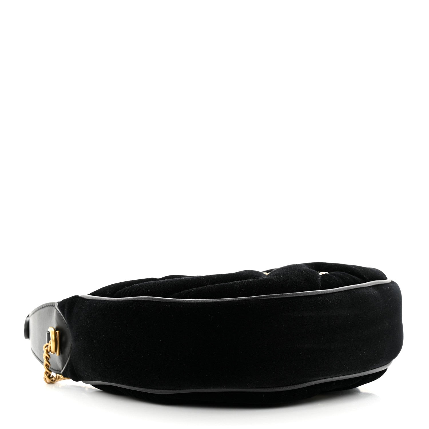 Gucci Velvet Matelasse Double G Studs Torchon GG Marmont Half Moon Hobo Black 4 of 9