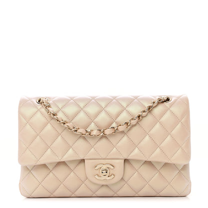 Chanel Iridescent Calfskin Quilted Medium Double Flap Beige 1 of 11