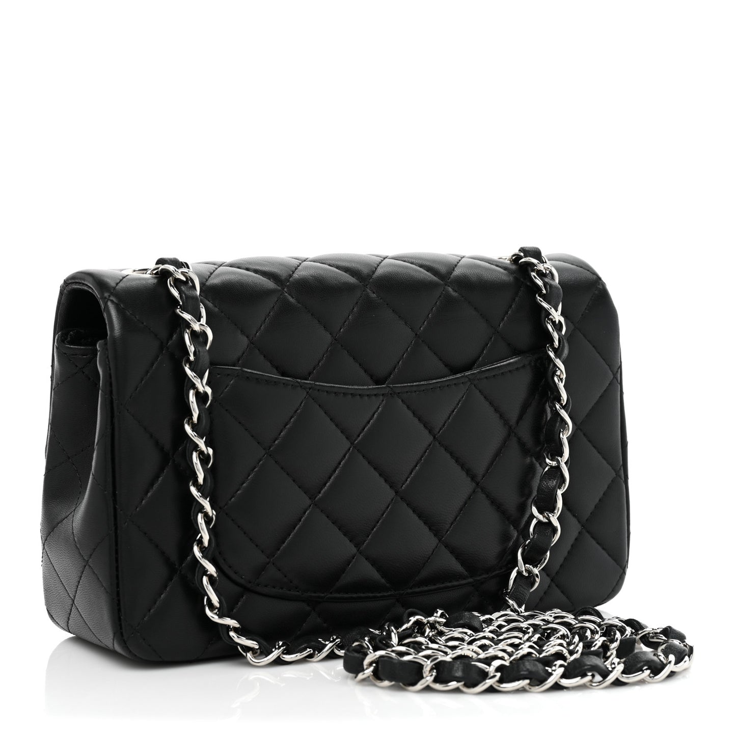 Lambskin Quilted Mini Rectangular Flap Black