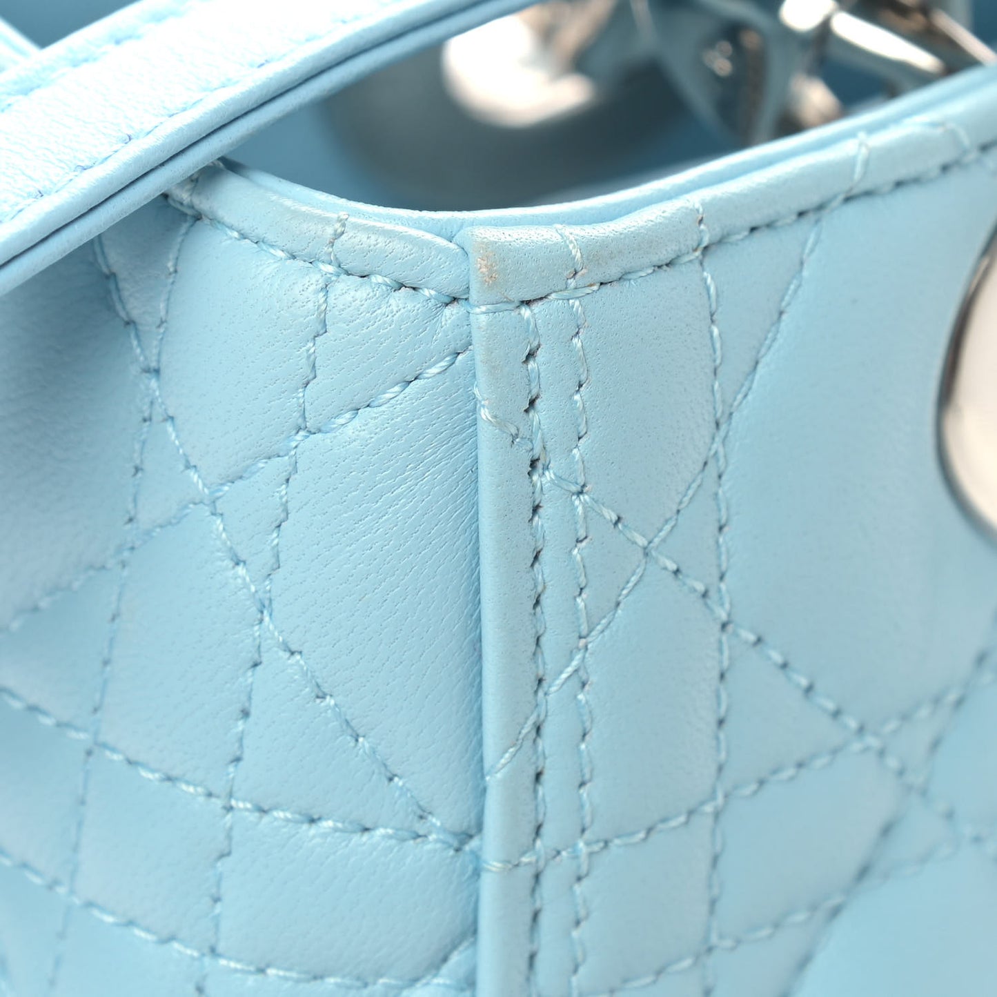 Lambskin Cannage Medium Lady Dior Light Blue