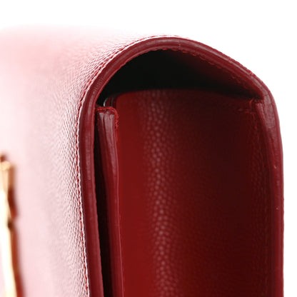 Saint Laurent Grain De Poudre Classic Monogram Kate Clutch New Red 11 of 13
