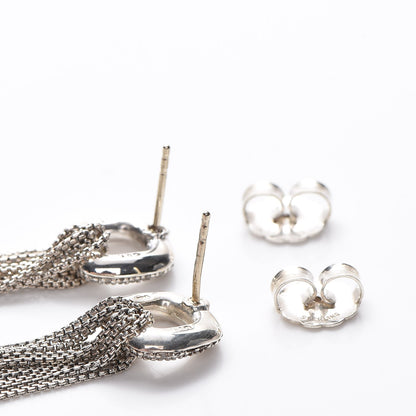 David Yurman Sterling Silver Pave Diamond Waterfall Drop Earrings 3 of 4