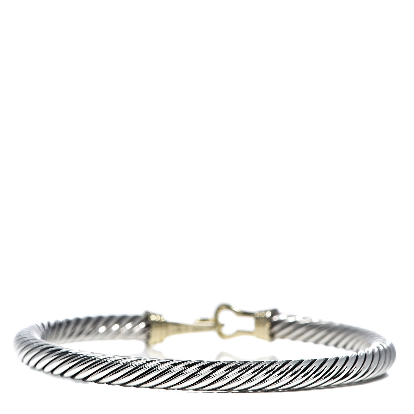 Sterling Silver 14K Yellow Gold 5mm Cable Classic Buckle Bracelet