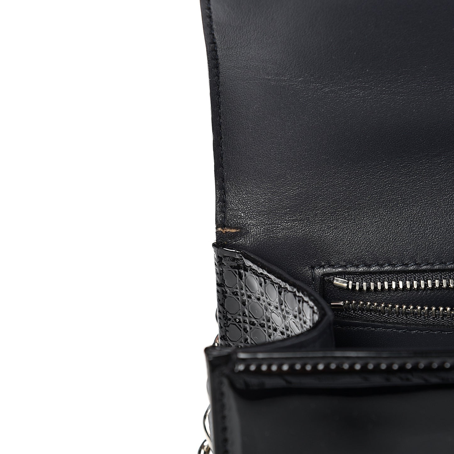 Patent Micro-Cannage Medium Diorama Flap Bag Black