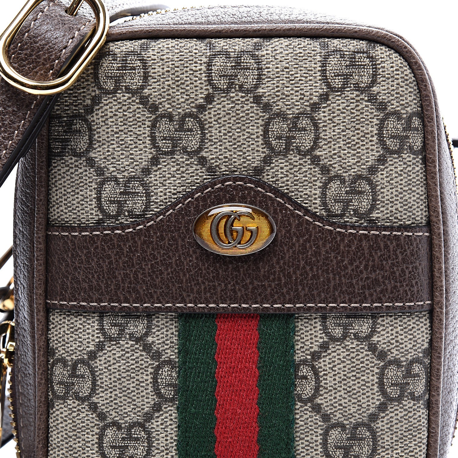 Gucci GG Supreme Monogram Web Mini Ophidia Double Zip Crossbody Bag Beige New Acero 9 of 9