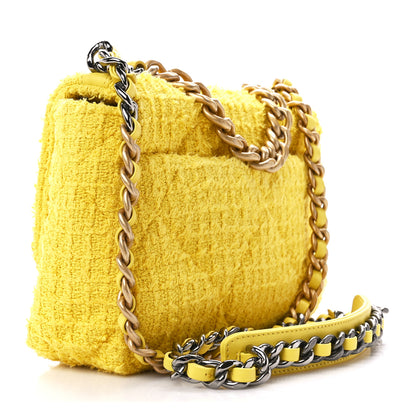 Chanel Tweed Quilted Medium Chanel 19 Flap Yellow 3 of 11