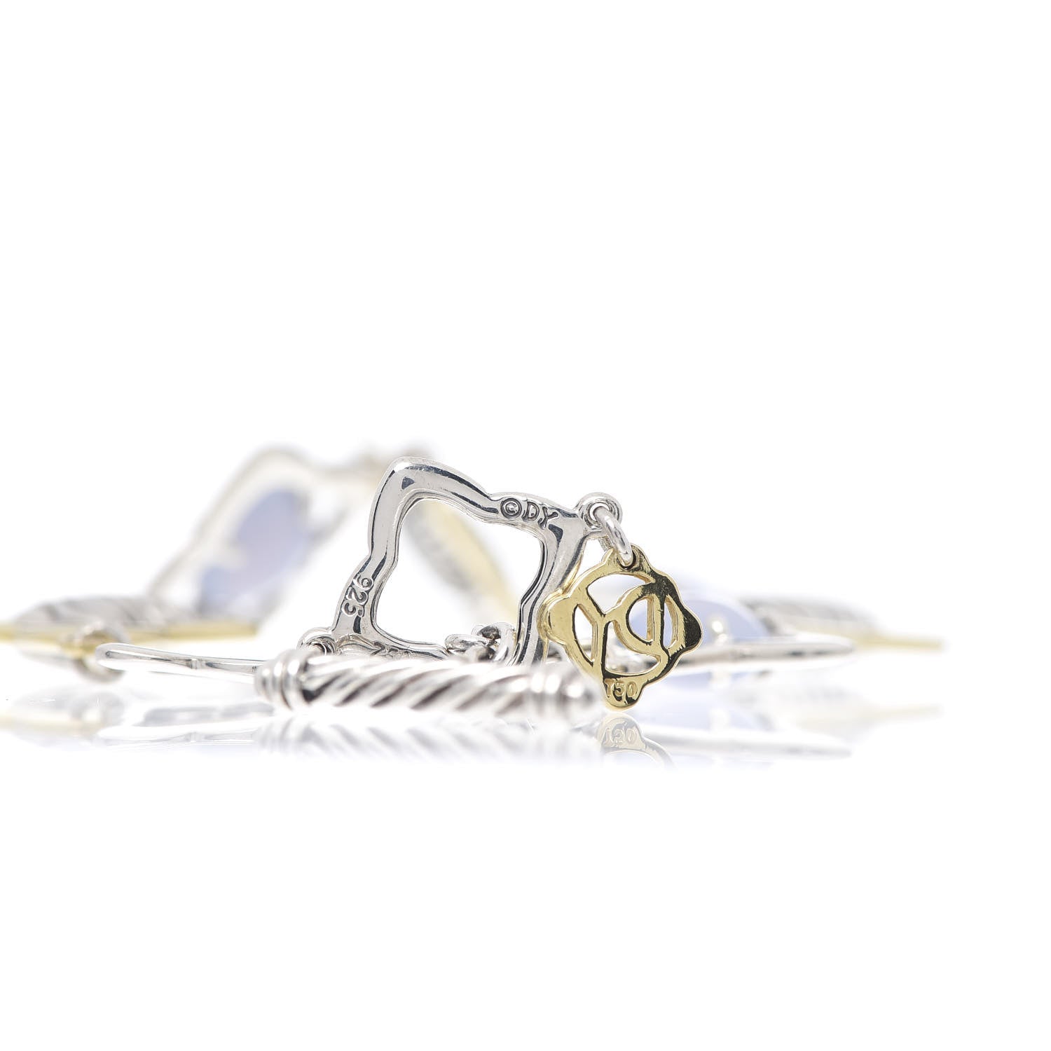 David Yurman Sterling Silver 18K Yellow Gold Chalcedony Quatrefoil Bracelet 4 of 4