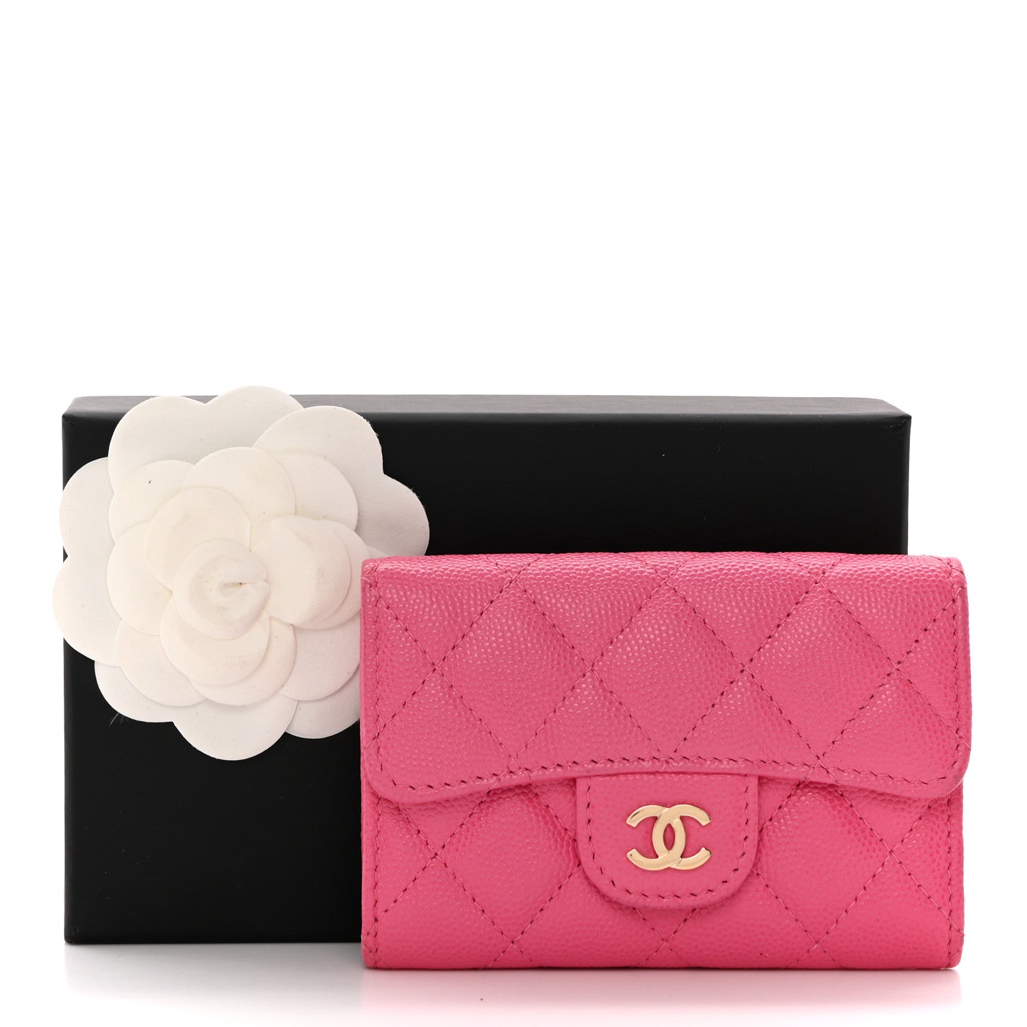 Chanel Caviar Quilted Flap Card Holder Wallet Pink 13 of 13