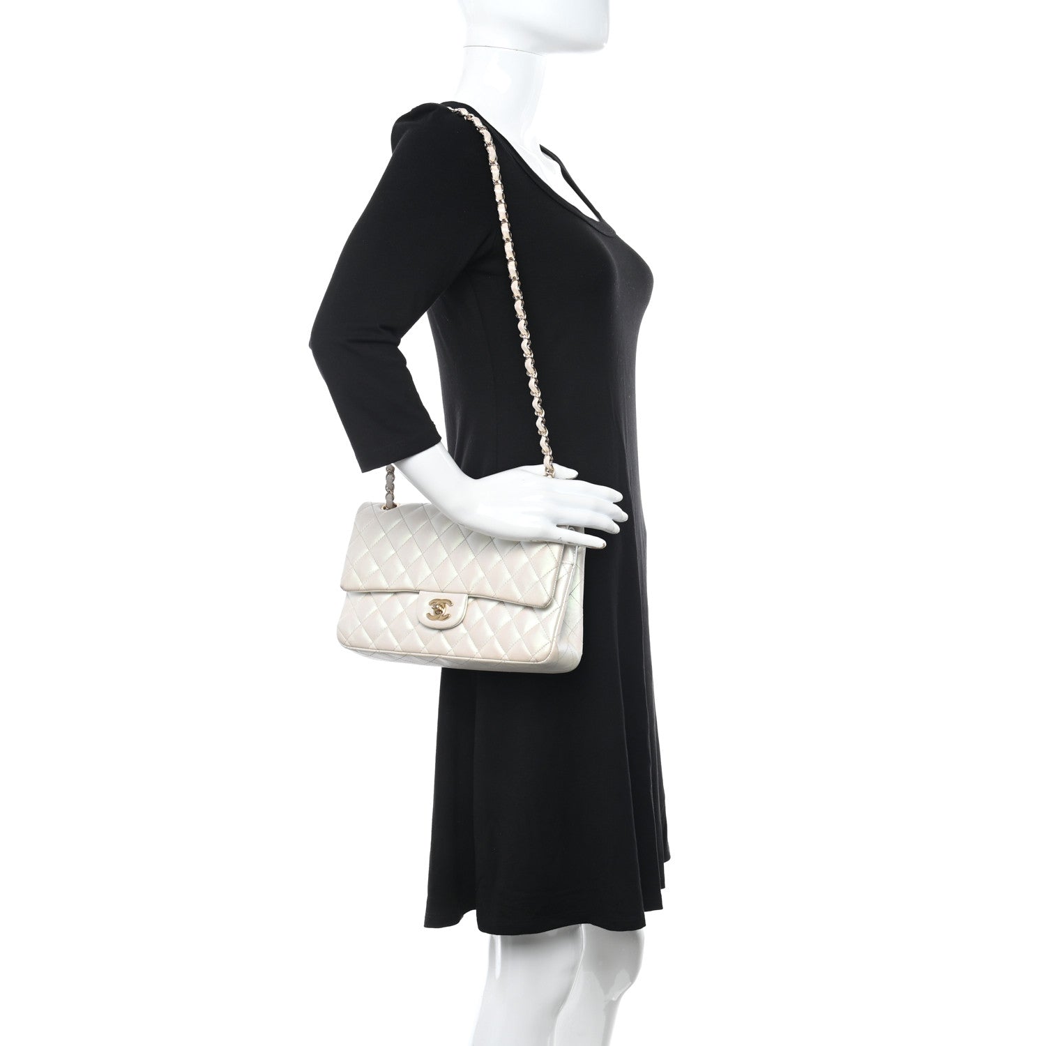 Chanel Iridescent Calfskin Quilted Medium Double Flap White 2 of 10