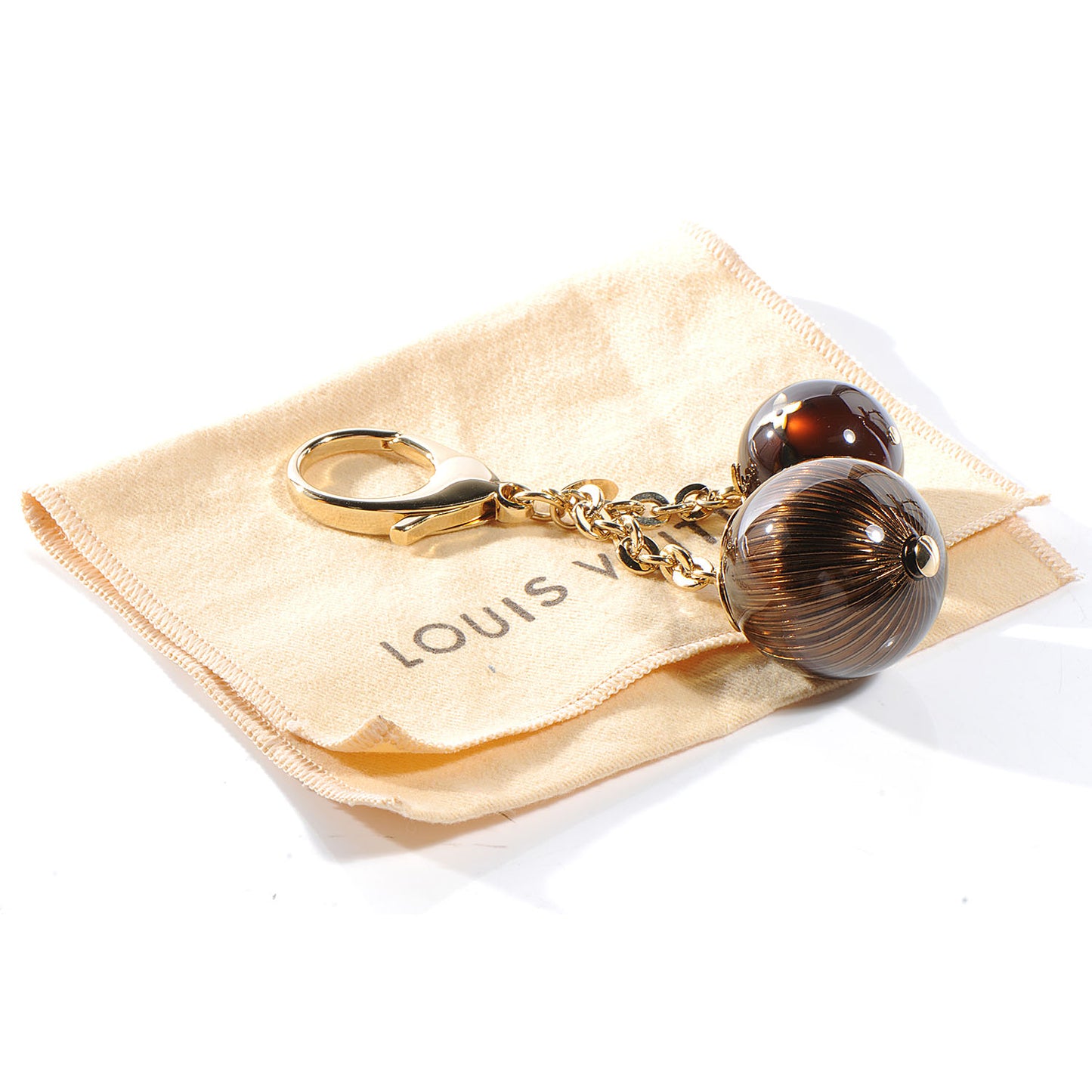 Monogram Ball Charm Key Chain Brown