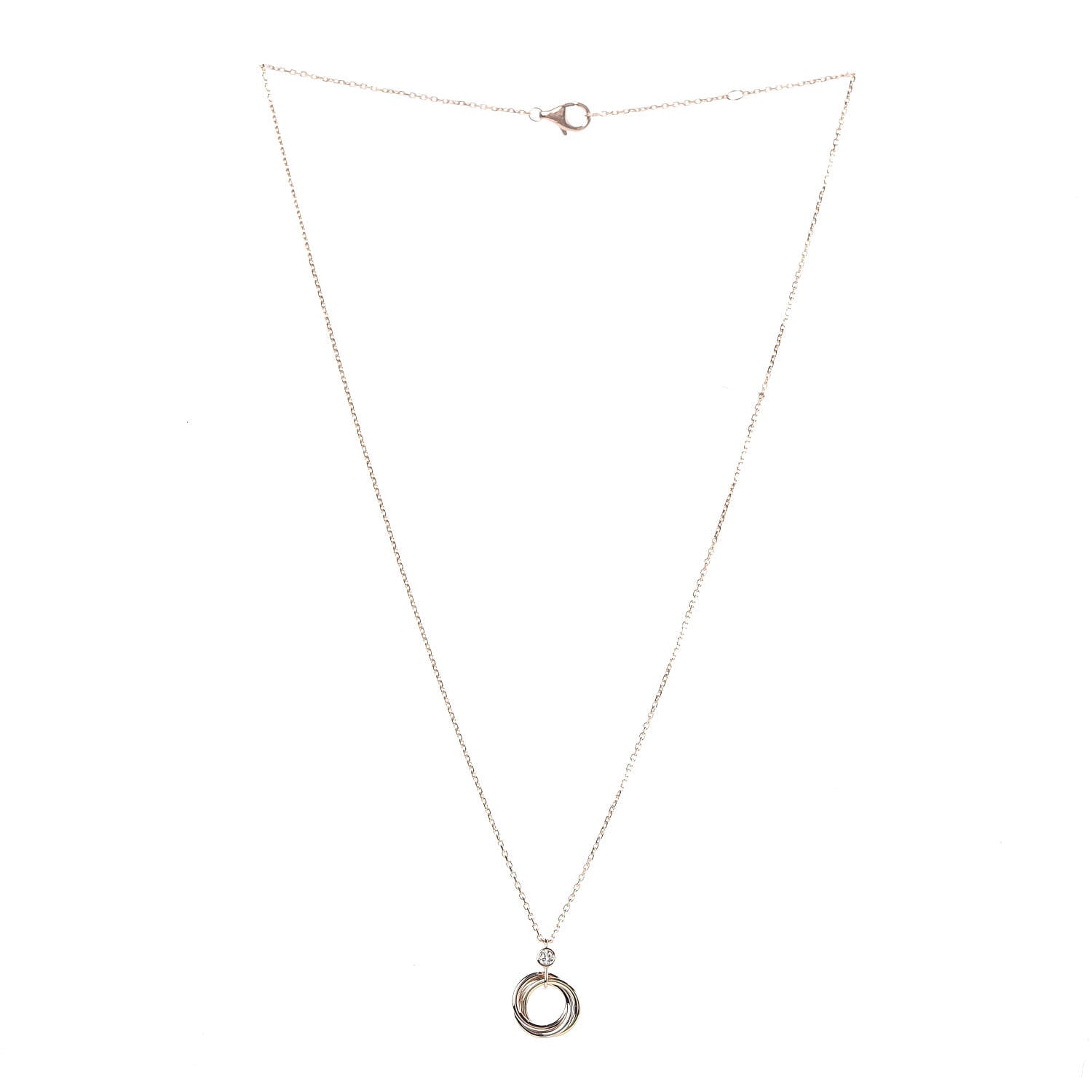 Cartier 18K Pink Yellow White Gold Diamond Trinity Pendant Necklace 3 of 6