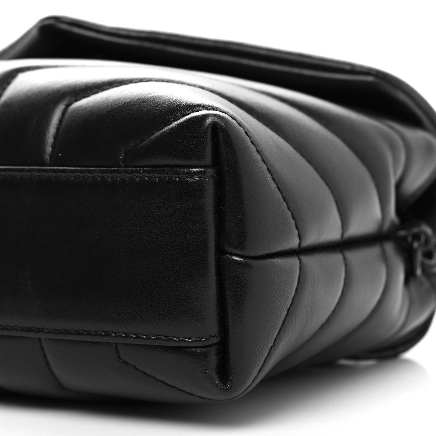 Calfskin Y Quilted Monogram Monochrome Toy Loulou Crossbody Bag Black