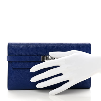 Hermes Epsom Kelly Longue Wallet Bleu Electrique 2 of 9