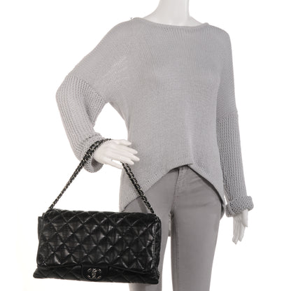 Chanel Lambskin Quilted Maxi 3 Flap Black 2 of 7