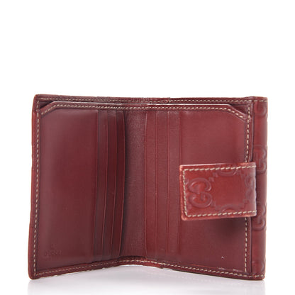 Gucci Guccissima Metal Bar French Flap Wallet Dark Red 5 of 8