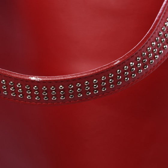 Calfskin Suede Stud Reversible Shopper Tote Red