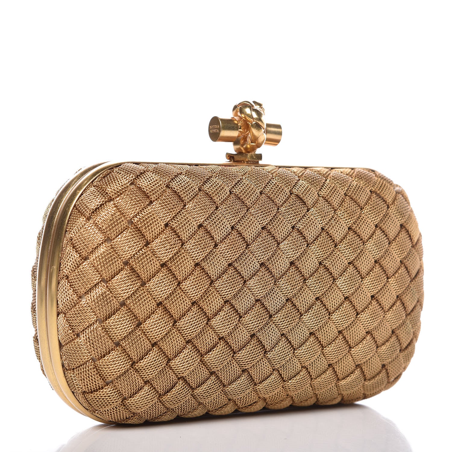 Bottega Veneta Intreccio Oro Bruciato Knot Clutch 3 of 8