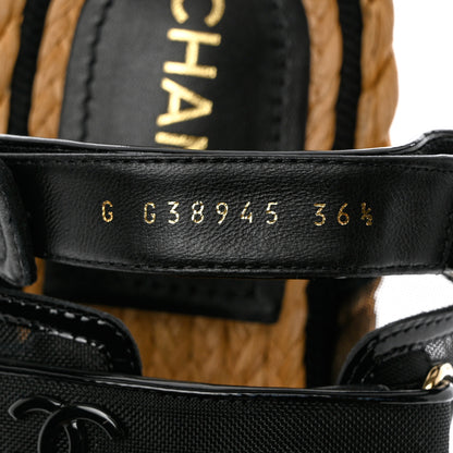 Chanel Mesh Patent Calfskin Velcro Dad Sandals 36.5 Black 6 of 9