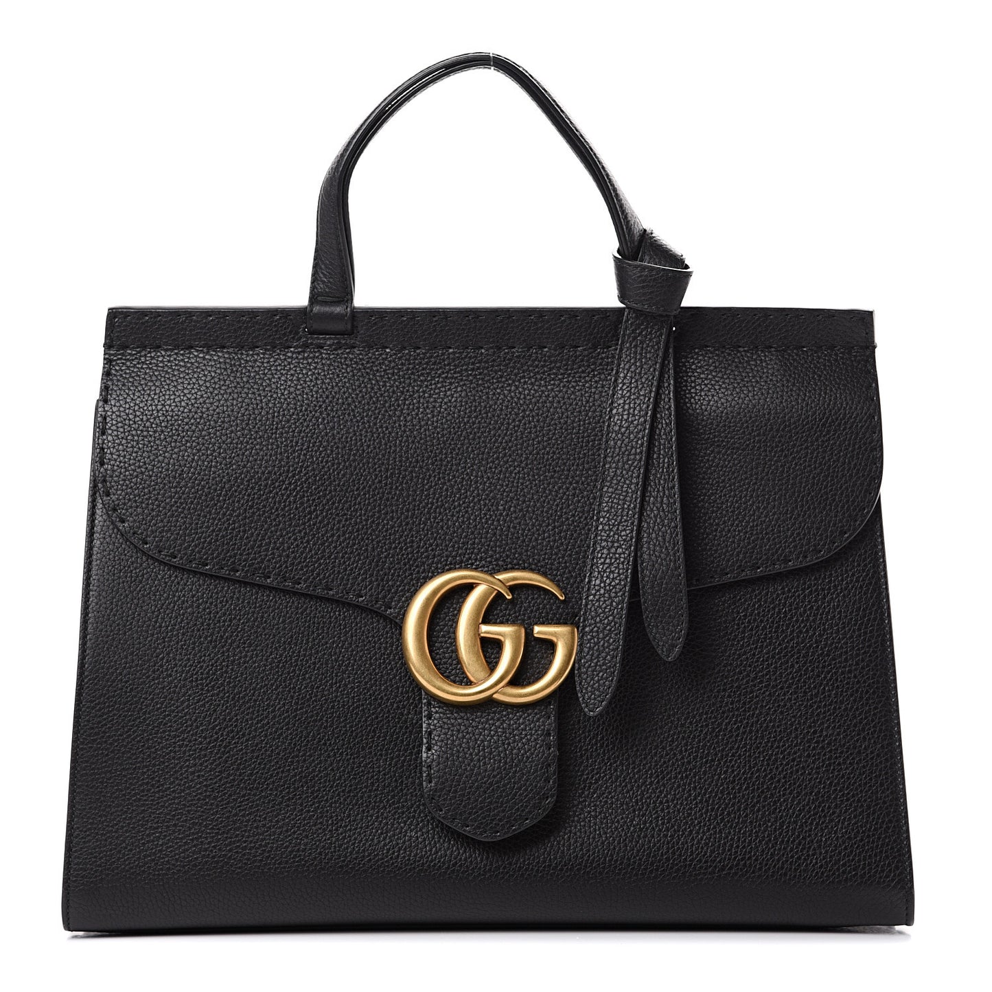 Calfskin Medium GG Marmont Top Handle Bag Black