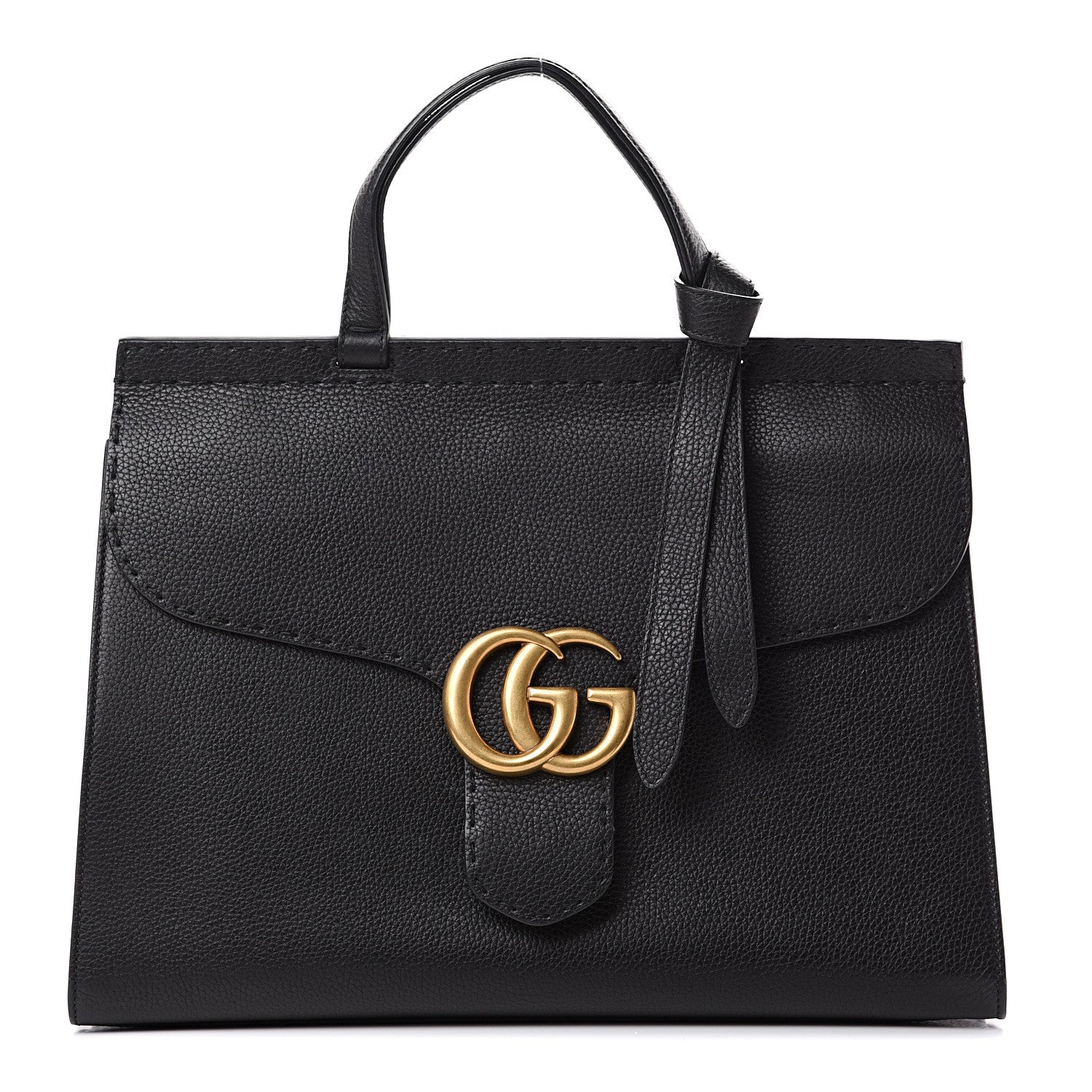 Gucci Calfskin Medium GG Marmont Top Handle Bag Black 1 of 9