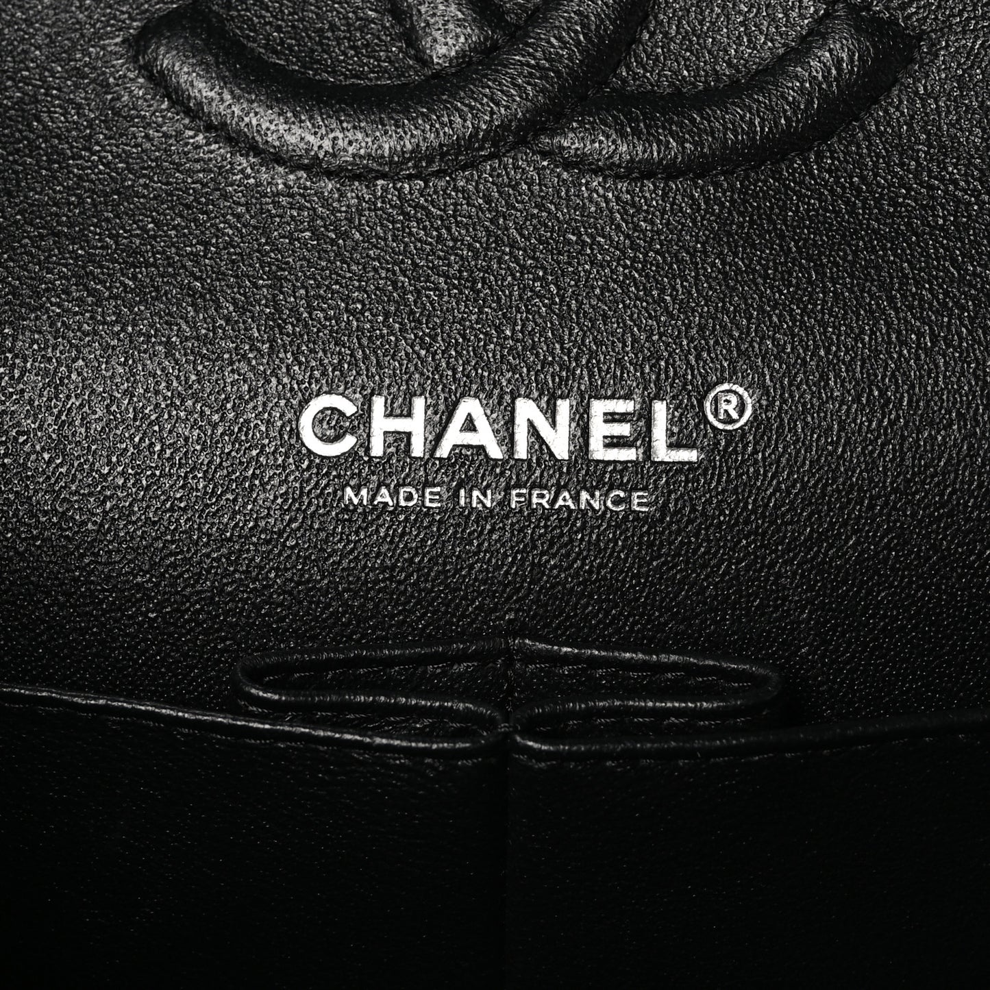Shiny Crumpled Calfskin Quilted Medium Double Flap So Black