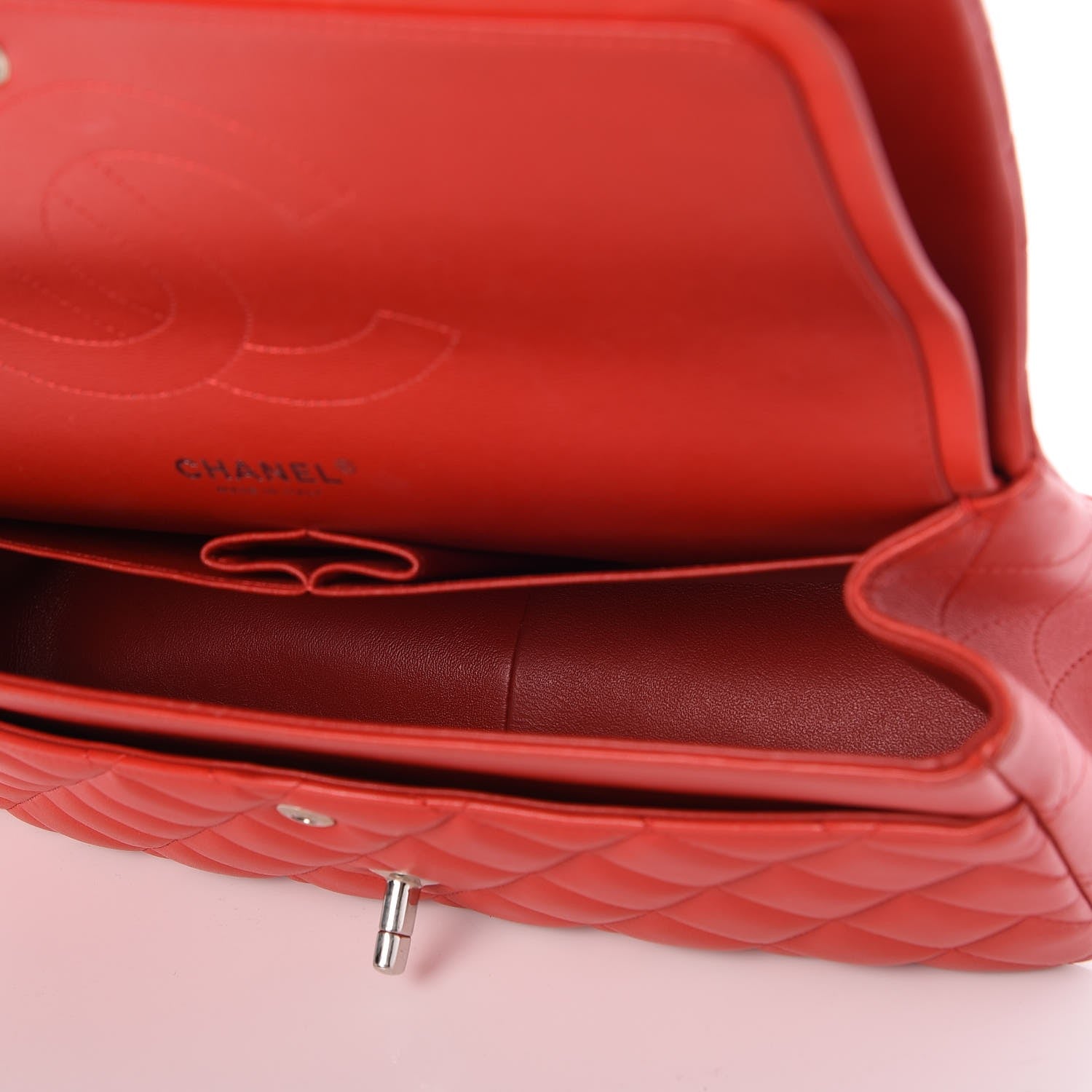Chanel Lambskin Quilted Jumbo Double Flap Red 12 of 13