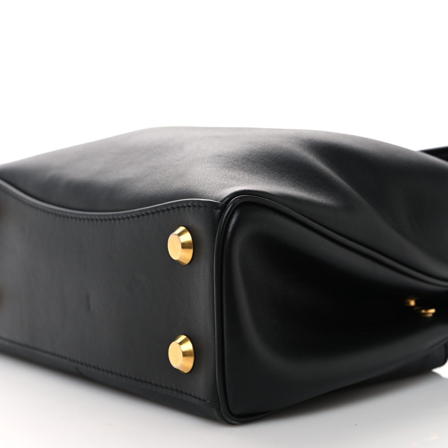 Natural Smooth Calfskin Mini Rodeo Top Handle Handbag Black