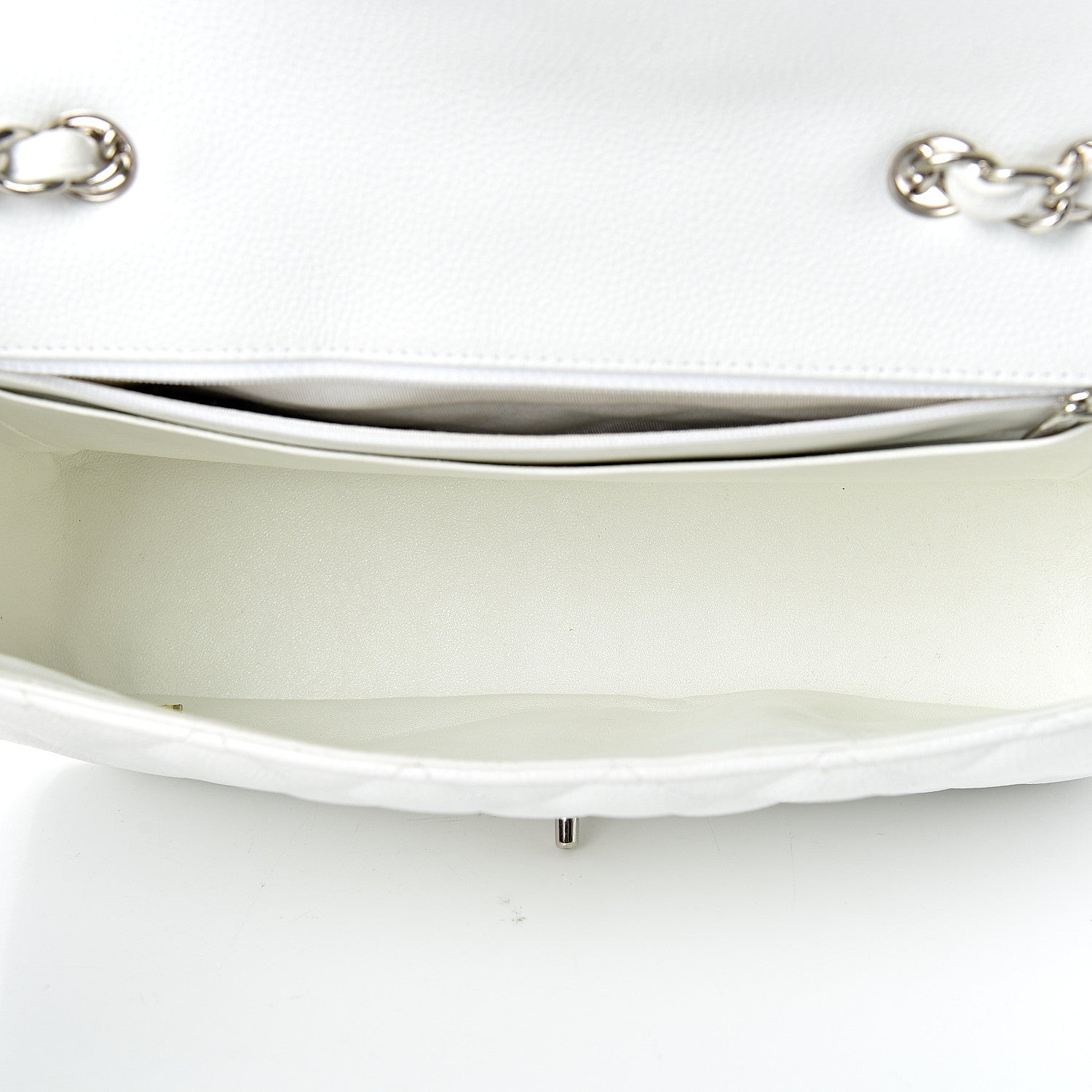 Chanel Caviar Quilted Jumbo Single Flap White 4 of 12